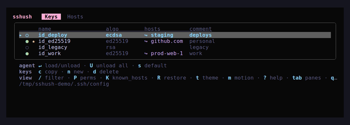 sshush with the Catppuccin Mocha theme